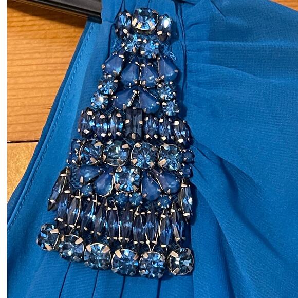 Sachin + Babi NEW Size 4 Makayla One Shoulder Embellished Gown Azure Blue NWT - Picture 5 of 10